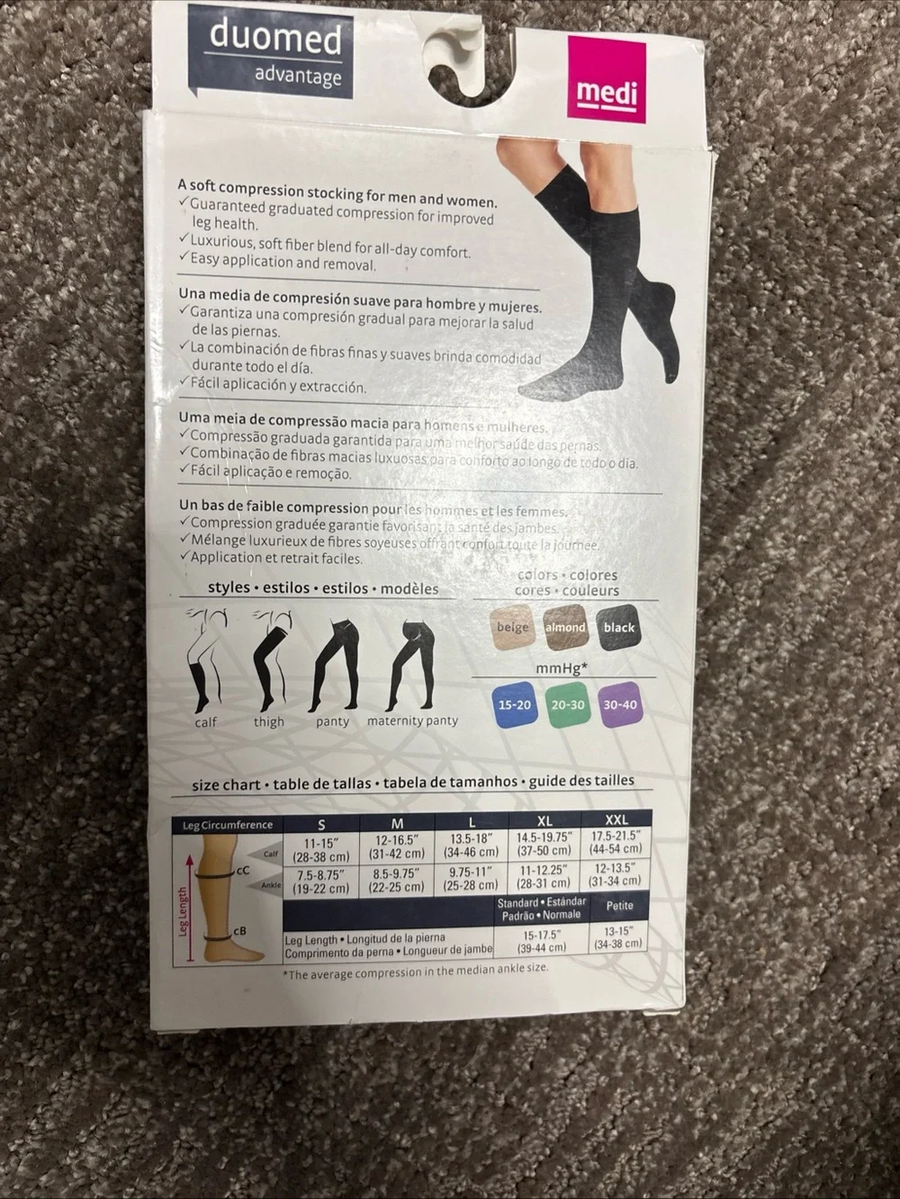 Duomed Advantage Women's Compression Knee-Highs in BLACK 20-30 mmHg NEW